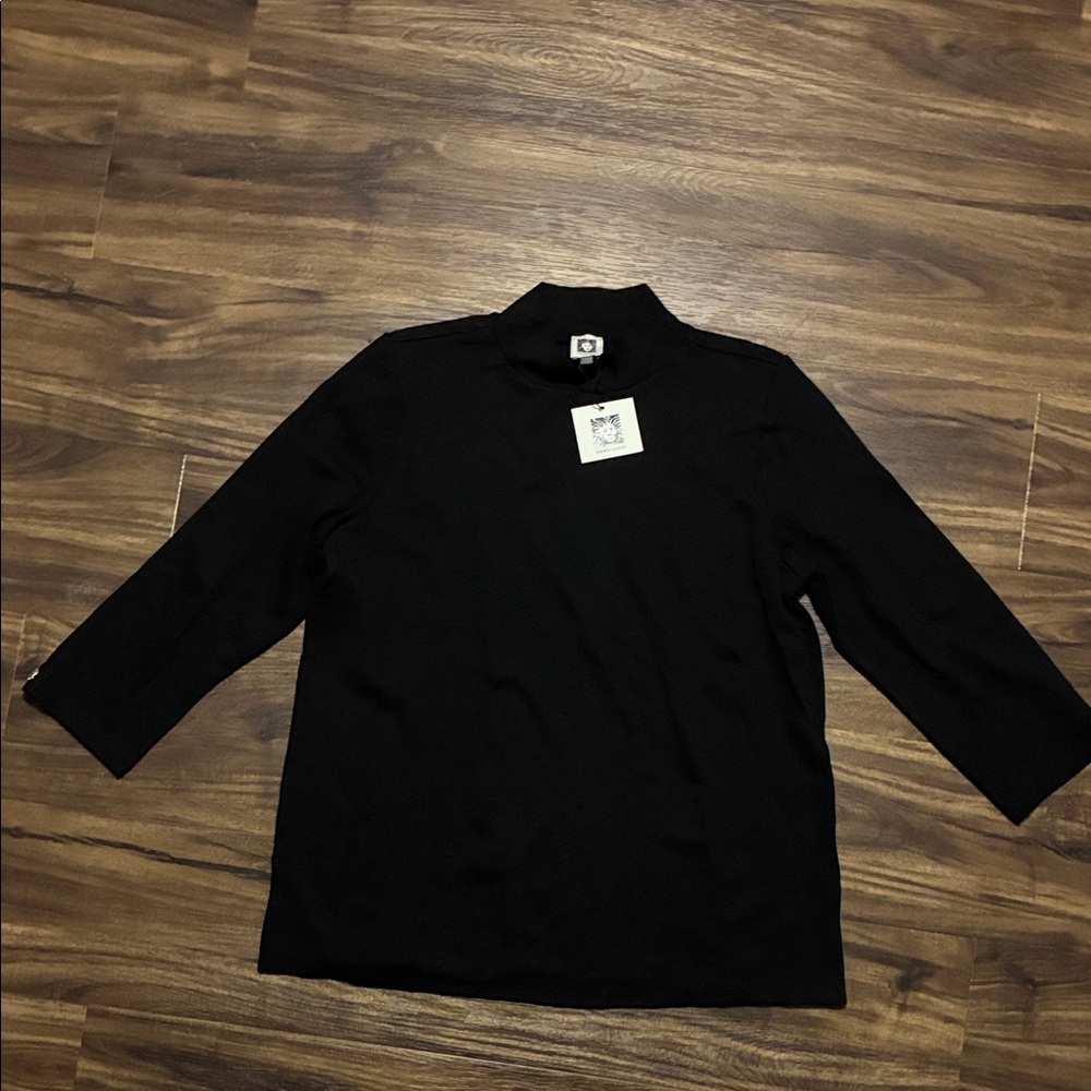 Anne Klein Black Mock Neck Top